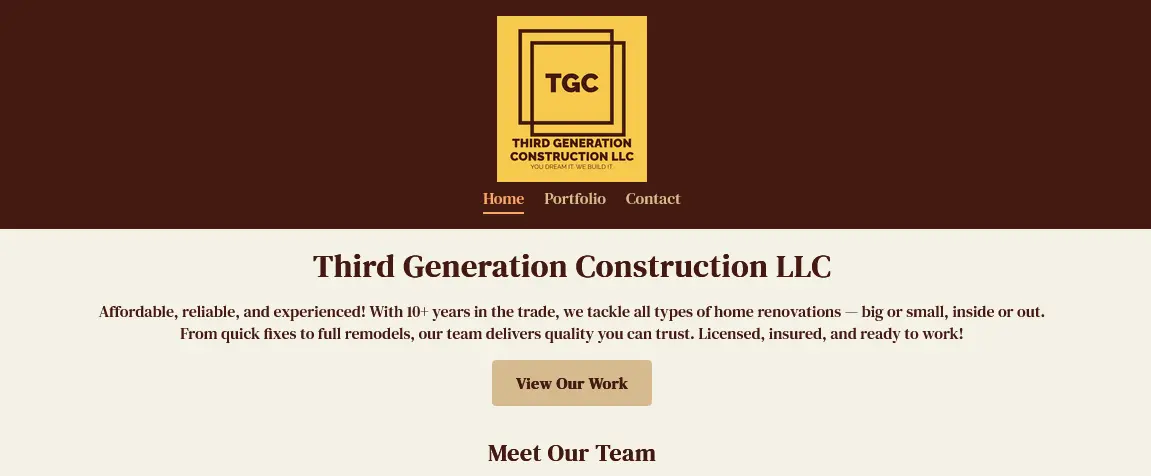 Third Gen Construction website screenshot