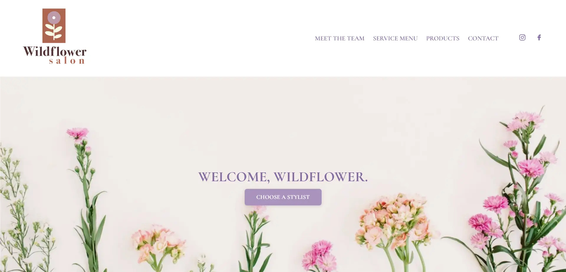 Wildflower Salon website screenshot